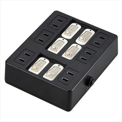 個別スイッチ付ウォールタップ6個口 黒 約W103mm×H130mm×D38mm Y02WB660BK 1