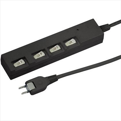 横差し個別スイッチ付節電タップ4個口2m W46mm×H215mm×D32mm 黒 Y02YBKS442BK