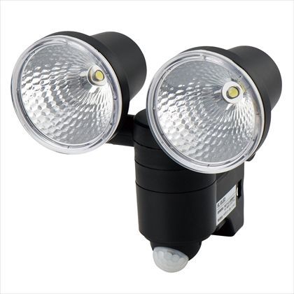 乾電池式1W×2LEDセンサーライト ブラック 約H159×W163×D120※クランプ除く SL12LED 1