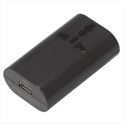 海外用マルチ変換プラグUSB付 ブラック 約W50mm×H83mm×D28mm HPM4BK 1