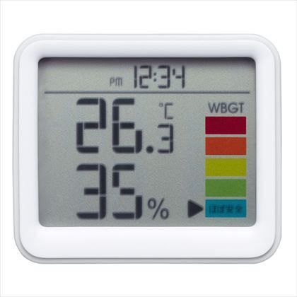 時計付置き型デジタル温湿度計 ライトグレー 約W79×H68×D38mm DO03LGY 1