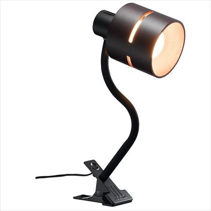 ウッドセードフレキシブルクリップライトダークウッド ダークブラウン セード約径105mm×H150mmアーム約300mmクリップ約w70mm×H70mm×D105mm CFX60X01DW 1