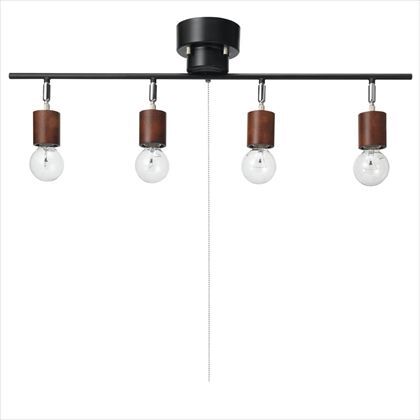 ウッドヌード球無し4灯シーリングライト ダークウッド W800mm×H250mm×D130mm Y07CEX60X01DW 1