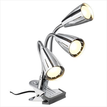 トリプルクリップライトミニレフ30W3灯 クローム セード径61mm×D102mm、アーム長195mm最長時 Y07CFW30X03CH 1