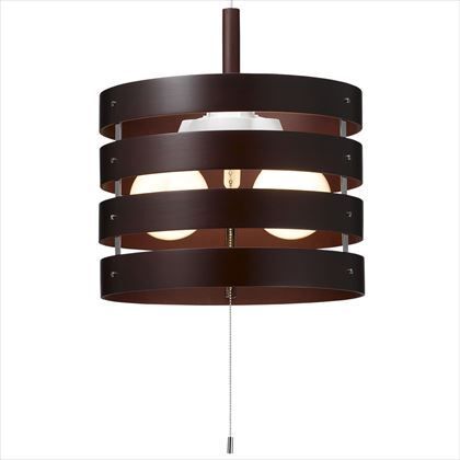 木製リングペンダントライト(ランプ別売・100W×2灯)E26 ダークブラウン Y07PDX100X03DW 1