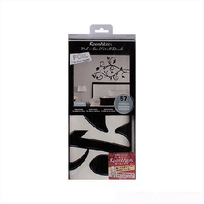 貼ってはがせるウォールステッカー ブラックスクロール ウィズ ホイル リーブス 12.1×26.2 RMK1799SCS 1枚入