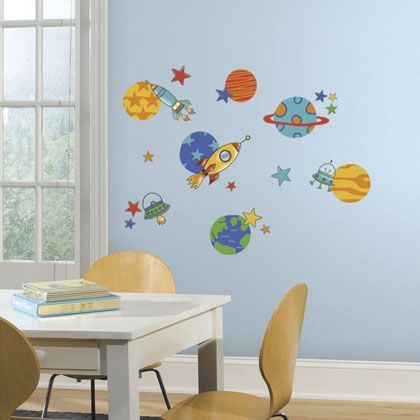 貼ってはがせるウォールステッカープラネット&ロケット RMK2618SCS 1