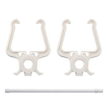 はさんでフック ポール付き ホワイト 設置時のサイズ:約幅53~90×奥行12.5×高さ16(cm) 1