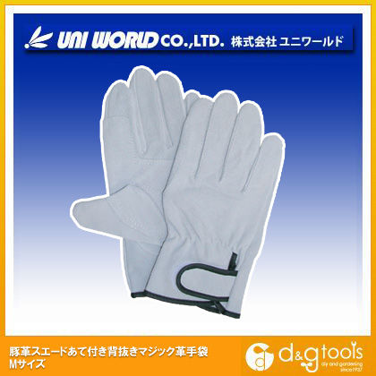 豚革スエードあて付き背抜きマジック革手袋 M 320-M 1双