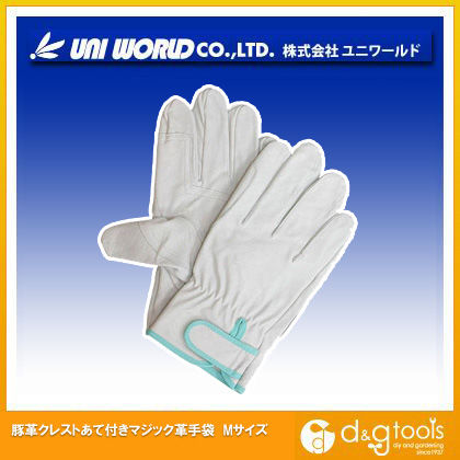 豚革クレストあて付きマジック革手袋 M 330-M 1